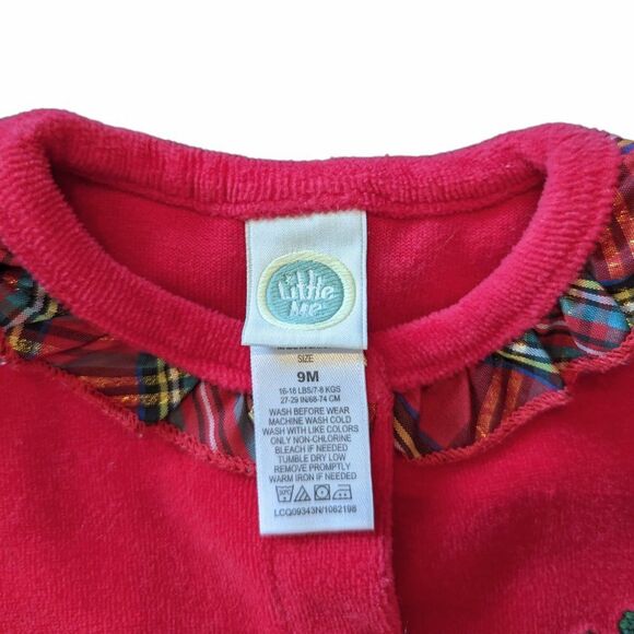 Baby Little Me Red Velvet Christmas Footsie, Size 9 Months - Picture 6 of 6